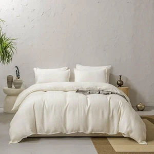 meadow park 100% Linen Duvet Cover Set Queen, 3 Pieces (1 Duvet Cover and 2 P... - Picture 1 of 5