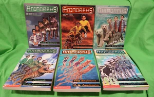 Lot 6 ANIMORPHS Books 9 10 25 26 27 28 K.A. Applegate Scholastic Kids Series - Foto 1 di 9