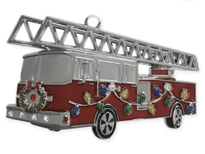 Camión de bomberos primera respuesta Harvey Lewis adorno plateado cristales Swarovski - Imagen 1 de 1