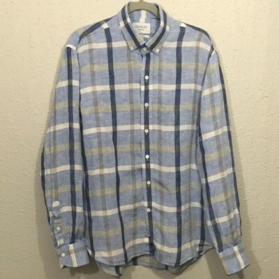 Camisa Ledbury Azul a Cuadros Lino Abotonada L/S Foto 1 de 4