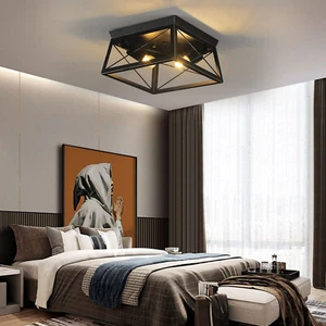 Industrial Farmhouse Ceiling Light Retro Chandelier Flush-Mount Lighting Fixture - Picture 1 of 11