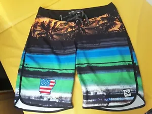 (№ 2419 ) OCEAN CURRENT size M L USA brand flag team stretch MEN board shorts - Picture 1 of 4