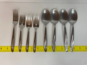 Oneida Edelstahl Roseanne Set Set Salat Abendessen Gabeln Esslöffel 8 Stück - Bild 1 von 11