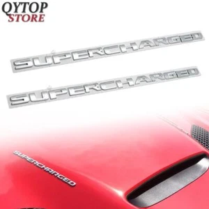 2pcs Chrome Metal Supercharged Car Trunk Fender Emblem Badge Decal Sticker Sport - Picture 1 of 7