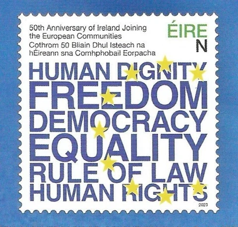 2023 IRELAND FIRST  ISSUE 50th ANNIVERSARY OF IRELAND JOINING EEC STAMP MNH Cover