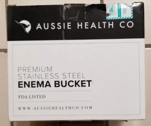 Cubo de enema de acero inoxidable premium Aussie Health Co con bolsa de almacenamiento - Imagen 1 de 3