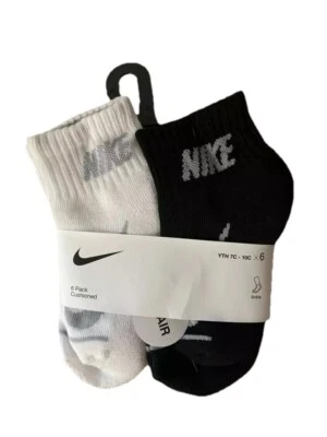 NIKE Niños Calcetines Tobillo Acolchados Escuela Todos los Días Niños 6 Pares Zapatos Talla 7C-10C Nuevo con Etiquetas Foto 1 de 3