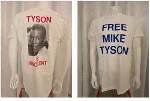 Camiseta De Colección Gratis Mike Tyson XL Retro Is Innocent FOTO EE. UU. Stock Muerto CAJA - Imagen 1 de 14