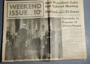 Oakland Tribune, Nov. 23, '63. "Kennedy In Repose at White House", VG+ - Picture 1 of 5