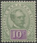 Timbres Sarawak 1888 SG15 10c vert et violet.  MM fin sans gomme chat 60 £