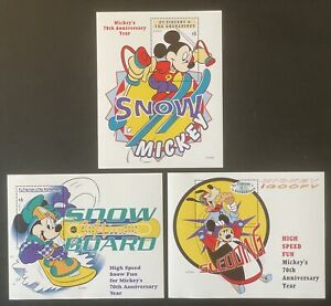 ST VINCENT MICKEY'S 70TH ANV DISNEY STAMPS 3 S/S 1999 mnh SNOW FUN WINTER SPORTS