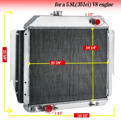 4-Core Radiator Fit 1979-1991 Ford E100 E150 E250 E350 Econoline 5.0 5.8L DPI970 Foto 1 de 4