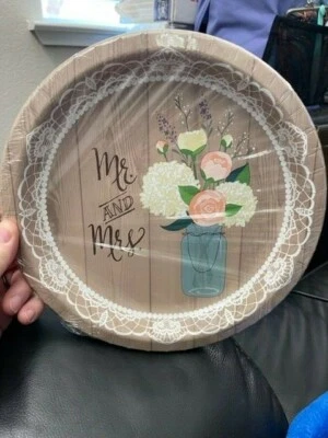 Rustic Wedding 10" Paper Dinner Plates Bridal Shower 8 Per Pack New!!! - Image 1 of 2