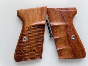 Empuñaduras nuevas para Walther (.380 ACP, .22 Cal. LR) PPK/S, empuñadura ranura a cuadros madera dura - Imagen 1 de 6