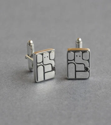 Ganesha Atharva Cufflinks Men 925 Italian sterling silver gift high end - Image 1 of 3