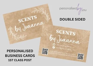 Personalised Printed Business Cards Craft Brown Template ADD OWN TEXT or LOGO - Picture 1 of 1