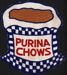 Vintage uniform patch PURINA CHOWS large size die cut feed sack new old stock - Picture 1 of 3