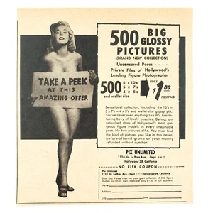 Figura Sexy Pix Unlimited Hollywood Pinup Anuncio Años 50 Vintage Modelo Niña Estampado A419 - Imagen 1 de 2