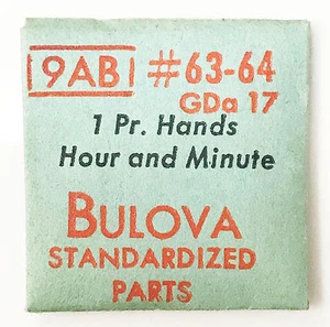 Bulova 9AB GDA17 Vintage Hour and Minute Watch Hand #63-64 NOS Sealed Package  - Imagen 1 de 4