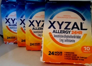 XYZAL 5mg Allergy 24hr Relief 10Tablets 4-PACK 40 Tablets Total EXP 12/2026 - Picture 1 of 2