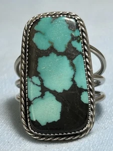 Klassischer Southwestern natürlicher Spinnennetz Türkis Ring, Sterling, 12 - Bild 1 von 4