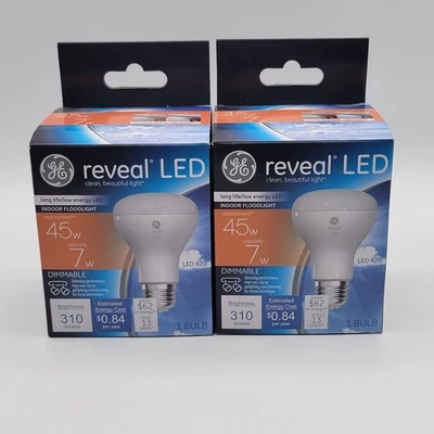 GE Reveal LED Indoor Floodlight Bulbs R20 2 Single Packs Dimmable - Image 1 of 4