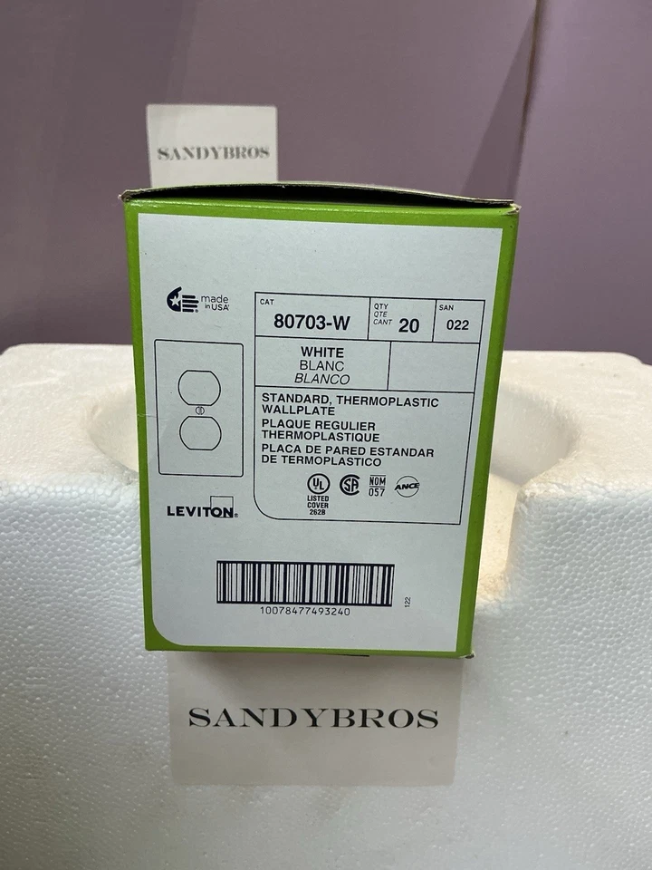 20 Leviton White Receptacle Wallplates Duplex Outlet Covers 80703-w 022