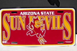 ARIZONA STATE SUN DEVILS advertising METAL SIGN license plate FOOTBALL - Picture 1 of 2