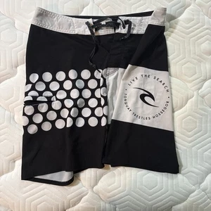 Rip Curl Mirage Board Shorts Swimming Boating Trunks White Black Size S 30 Zips - Picture 1 of 4
