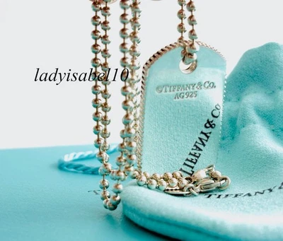 Collar con cuentas de etiqueta de perro con borde de moneda de 20" Tiffany & Co para hombre con bolsa Foto 1 de 4