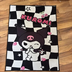 Kuromi Rug 31” X 23” Rug, Brand, New Pink, Black, White Checkered, Cherries - Picture 1 of 4