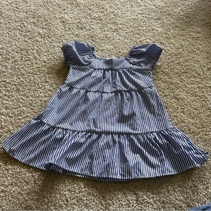 NWOT Persaya Girl Blue & White Striped Tiered Short Puff Sleeve Dress Size XS - Picture 1 of 4