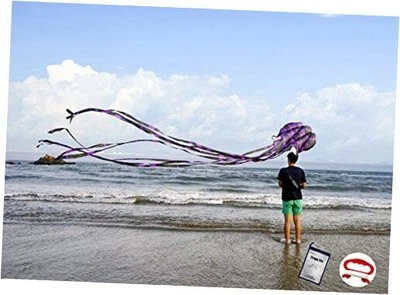  Kite Octopus Large Frameless Soft Parafoil Kites 157 Inchs Long Tail Purple - Image 1 of 4