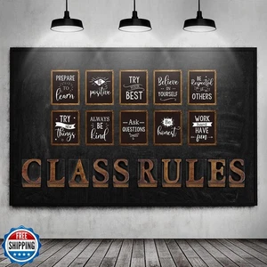 Clabby 20 Pcs Classroom Bulletin Board Posters Class Rules Letter Motivationa - Picture 1 of 5
