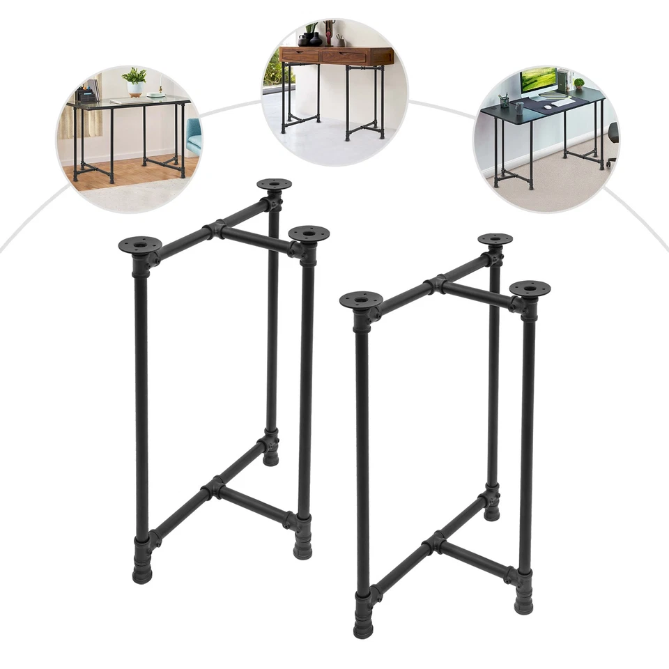 Набор ножек для стола из 2 металлических ножек для обеденного стола 28 дюймов промышленные черные - Изображение 1 из 4