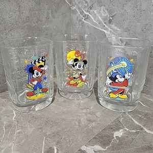 3 Walt Disney World McDonald celebration 2000 Drinking glasses Mickey Mouse EUC - Picture 1 of 6
