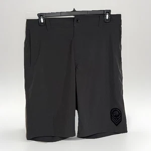 Y2K METAL MULISHA 33 9M GRAY SKULL PATCH CASUAL LONG SKATE MICROFIBER SHORTS - Picture 1 of 5