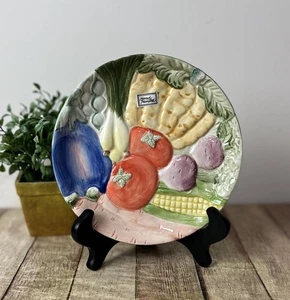 Vintage Fitz And Floyd GARDEN PARTY Canapé Teller 7,5", Gemüse, Neu im Karton - Bild 1 von 6