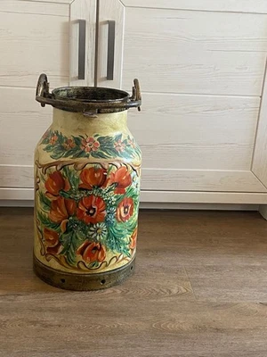 Alte bemalte Milchkanne, Dekokanne, Schimständer, Deko 5,2 Kg - Bild 1 von 3