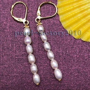 Pendientes AAA 4-6mm Mar del Sur Blanco Barroco Perla Oro Amarillo 14K - Imagen 1 de 3