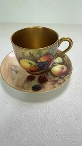 Royal Worcester Miniature Cup & Saucer Gold Inside Signed By W. Hart & Ricketts - Picture 1 of 16