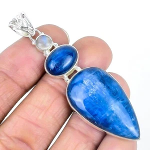 Throat Chakra Blue Kyanite Gemstone Sterling Silver Artisan Wife Pendant Jewelry - Picture 1 of 8
