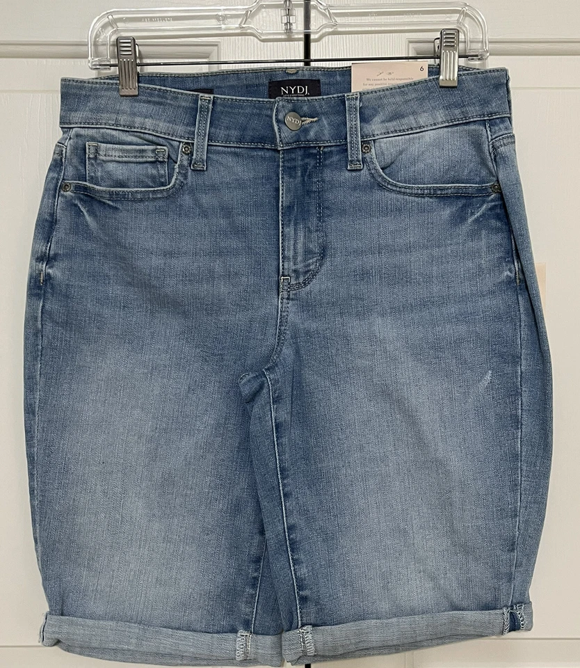 NYDJ size 6 blue jean briella short roll cuff shorts womens