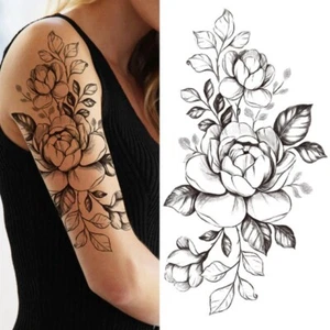 Flower Bloom - Large Temporary Tattoo Fake Waterproof Body Art Men Women Henna - Picture 1 of 4