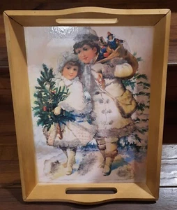 Vtg. House Of Lloyd Decorative Wood Tray Christmas Around The World Coming Home - Picture 1 of 10