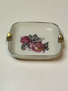 "Cenere vintage porcellana finitura oro e motivo rosa 3""x 3""" - Foto 1 di 7