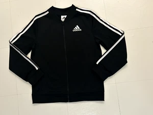 Kids Adidas Athletic Track Jacket Zip Up - Size XL 16 Girls Boys Black White - Picture 1 of 5