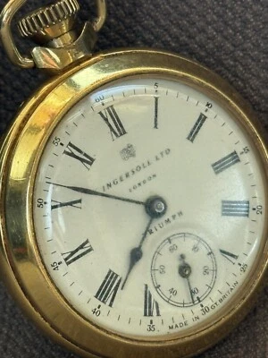 Antique Pocket Watch Mechanical Ingersoll LTD GT Britain London Chain Triumph - Image 1 of 4