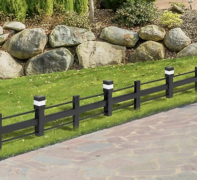 Sunjoy Garden Fence Solar Fencing with Waterproof LED Path Lights, 5 PK, NIB - Изображение 1 из 2