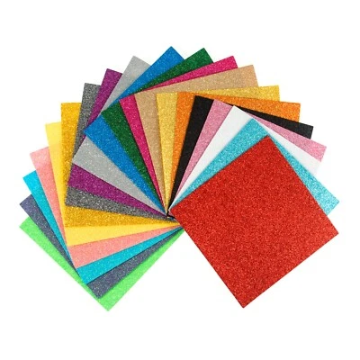 Glitter Felt 15 x 15 cm in assorted colours. 20 pieces square - Image 1 of 2